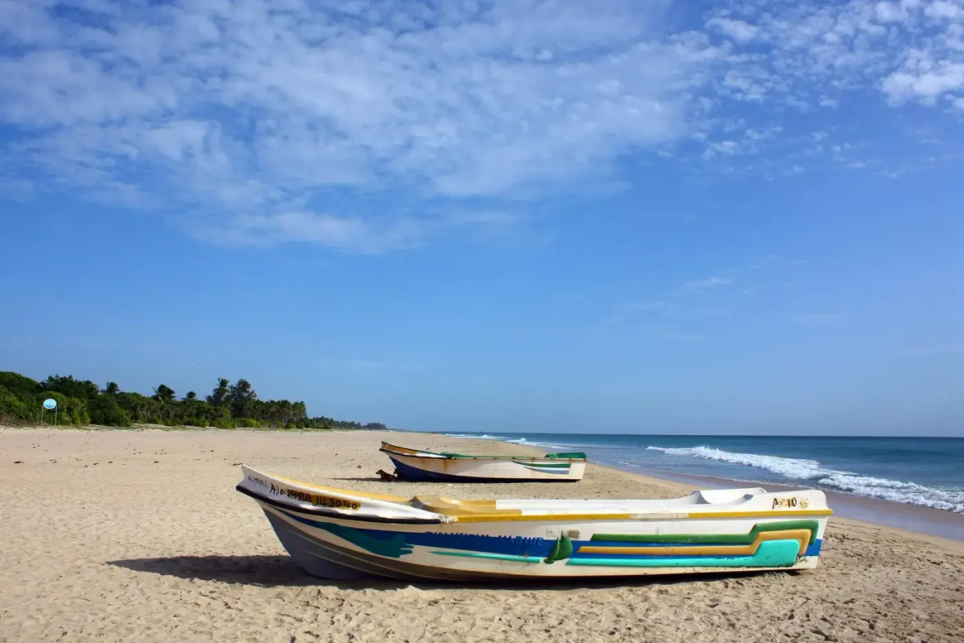 Fishing boats on Nilaveli beach on Sri Lanka's east coast