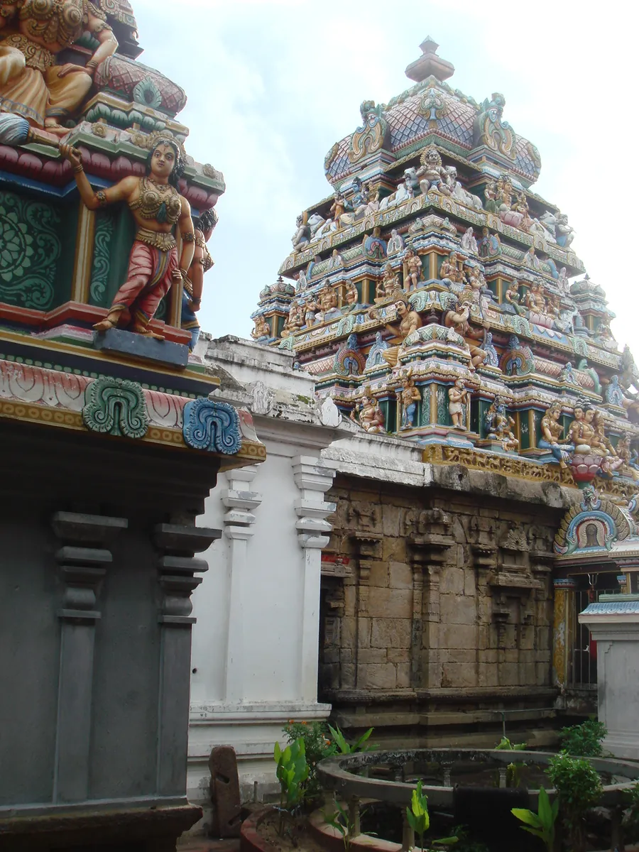 The tower of the Munneswaram Hindu temple near Chilaw in Sri Lanka
