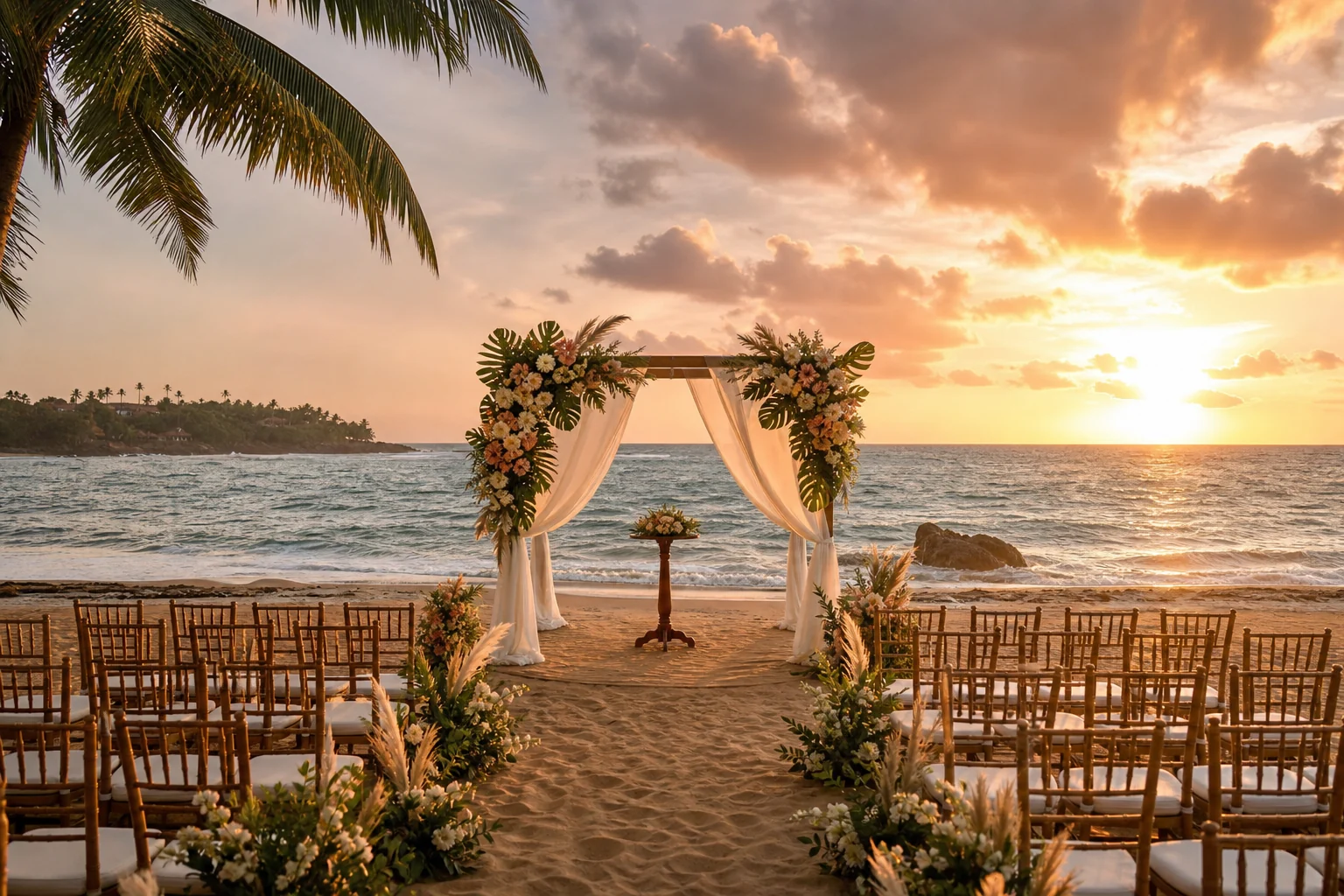 Sri Lanka beach destination wedding ceremony setup
