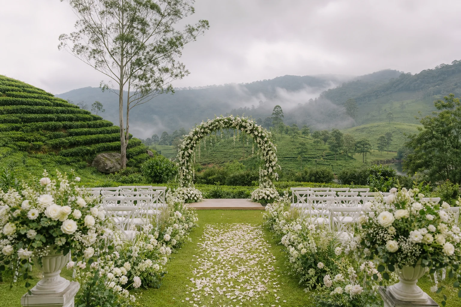 Sri Lanka tea estate wedding ceremony setup