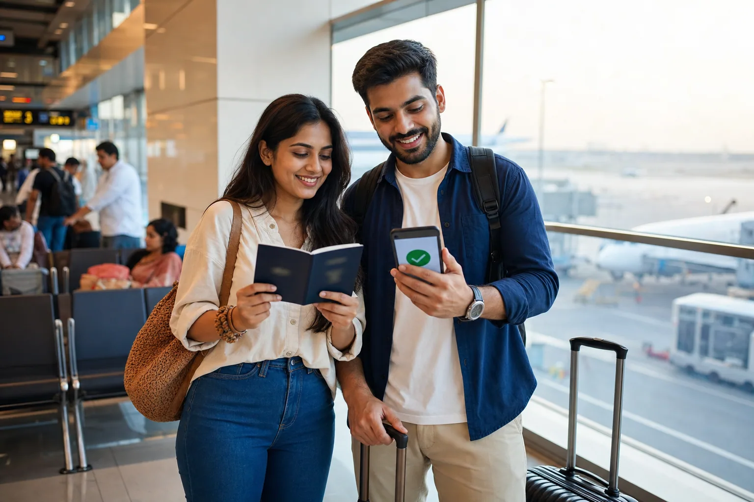 Indian travellers checking their Sri Lanka ETA before boarding a flight